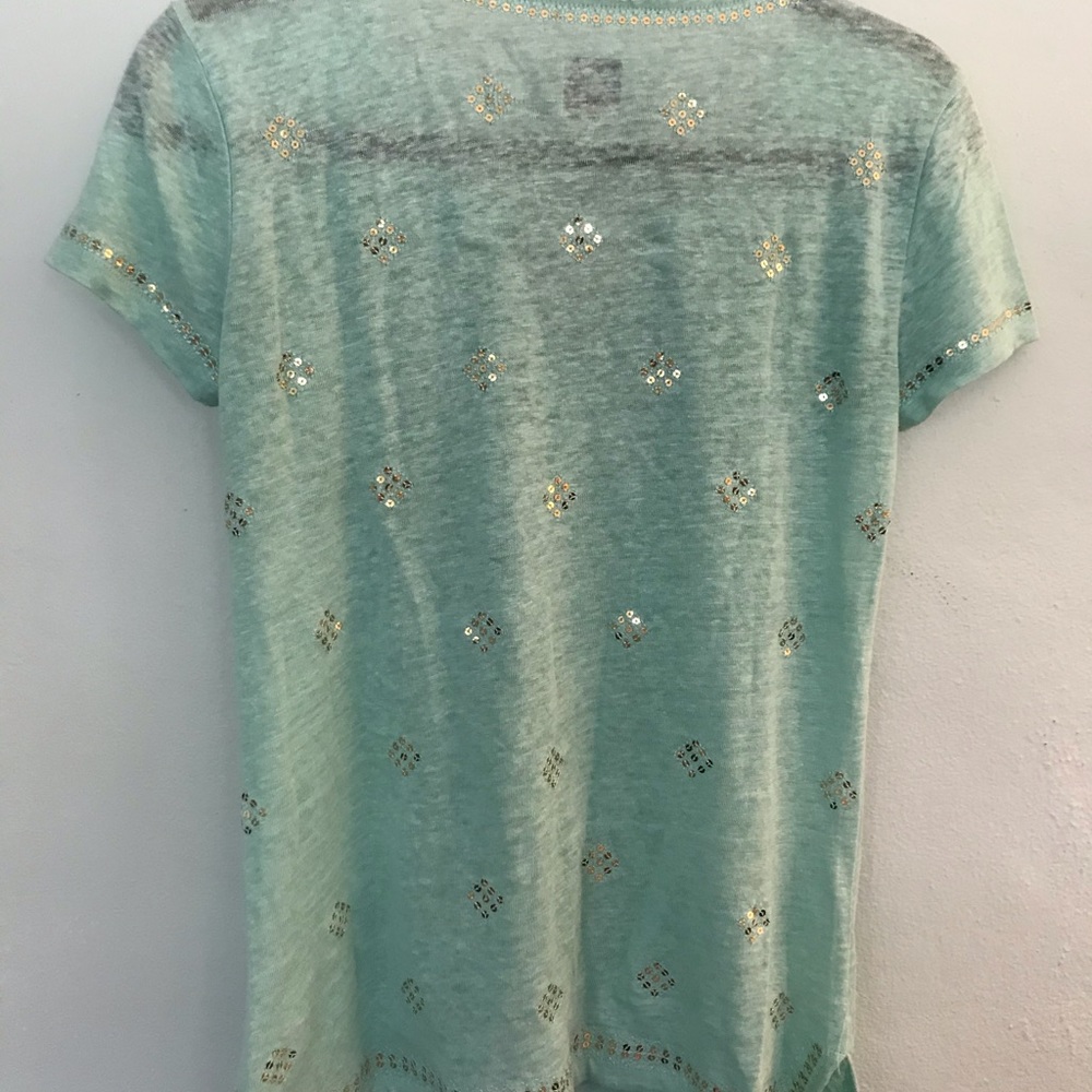 Aqua short sleeve Sequined top